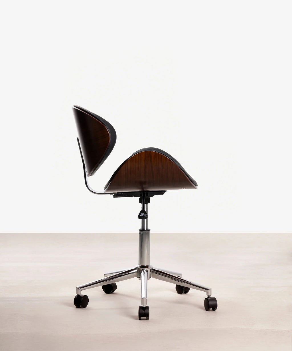 Chaise de bureau en similicuir et bois Shelley
