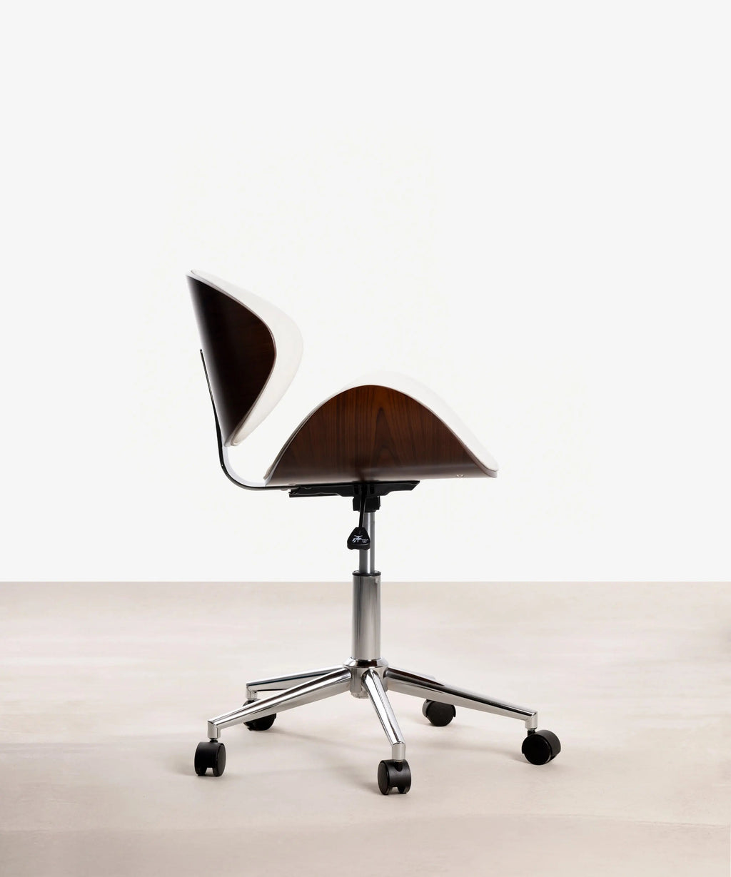 Chaise de bureau en similicuir et bois Shelley