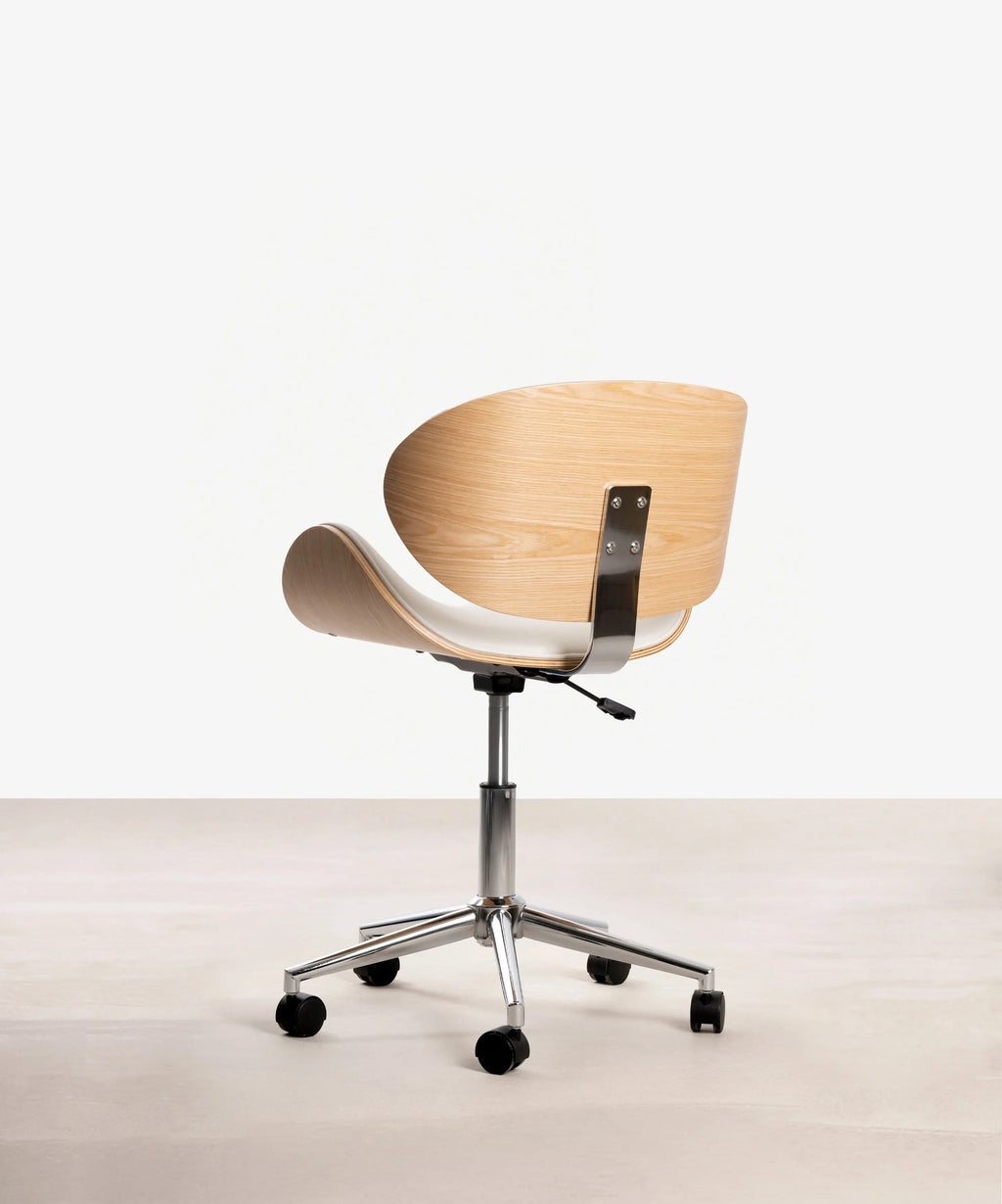 Chaise de bureau en similicuir et bois Shelley
