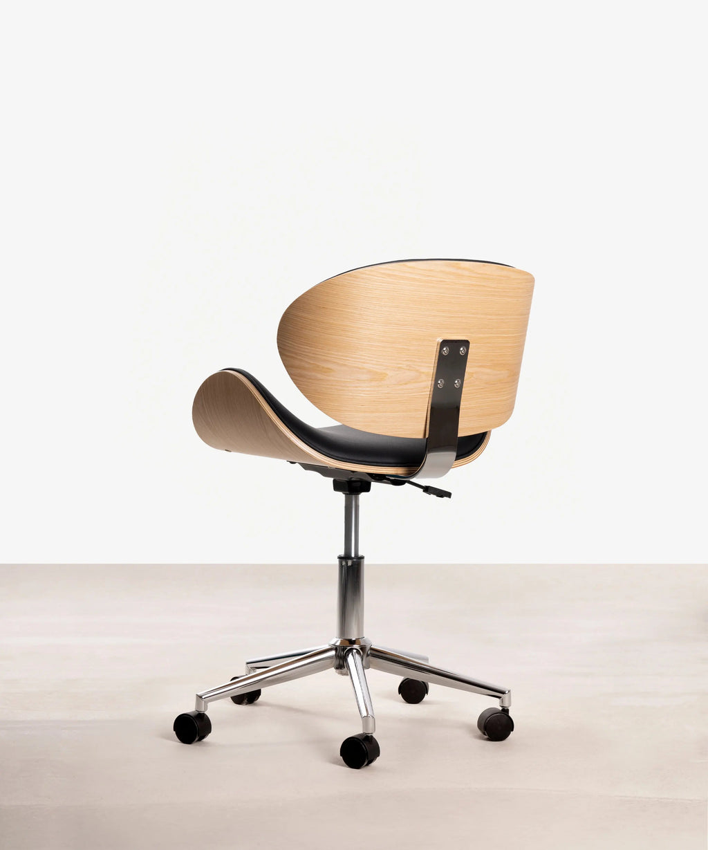 Chaise de bureau en similicuir et bois Shelley