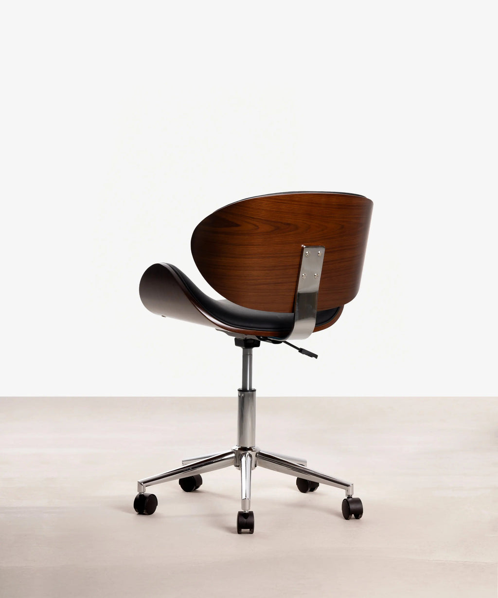 Chaise de bureau en similicuir et bois Shelley