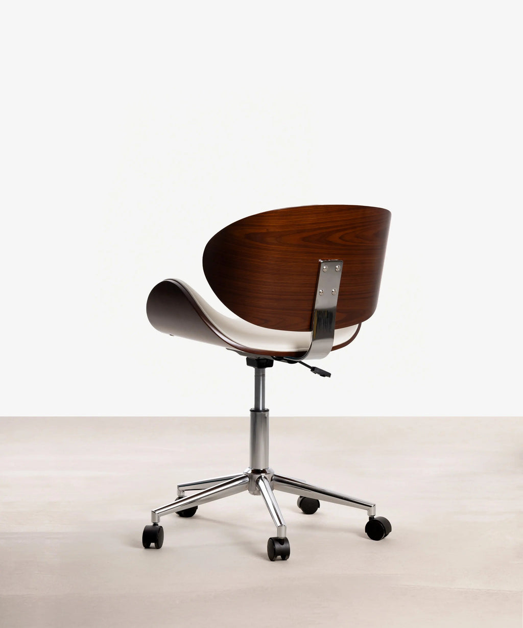 Chaise de bureau en similicuir et bois Shelley