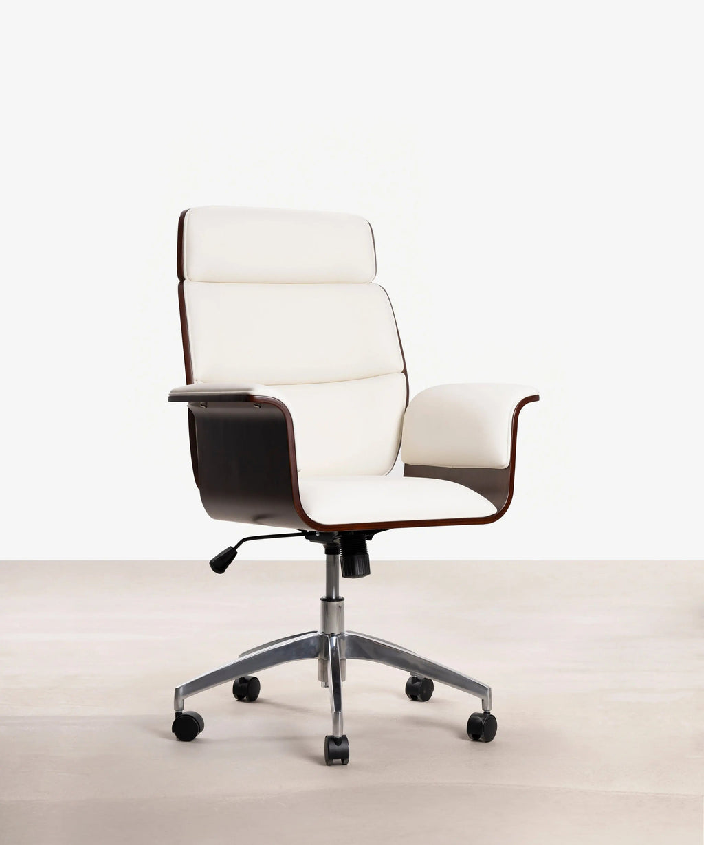 Chaise de bureau en similicuir et bois Shiro