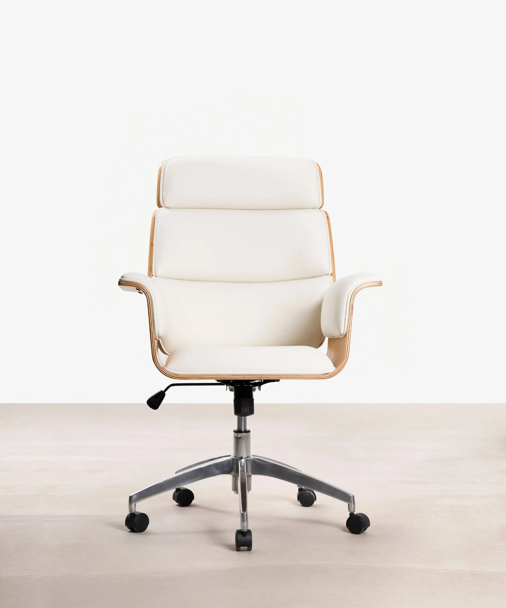 Chaise de bureau en similicuir et bois Shiro