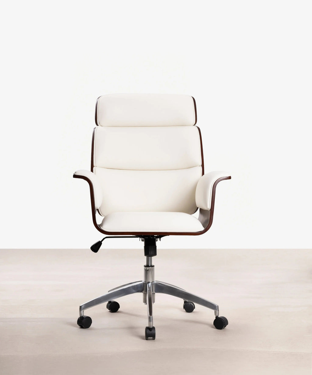 Chaise de bureau en similicuir et bois Shiro