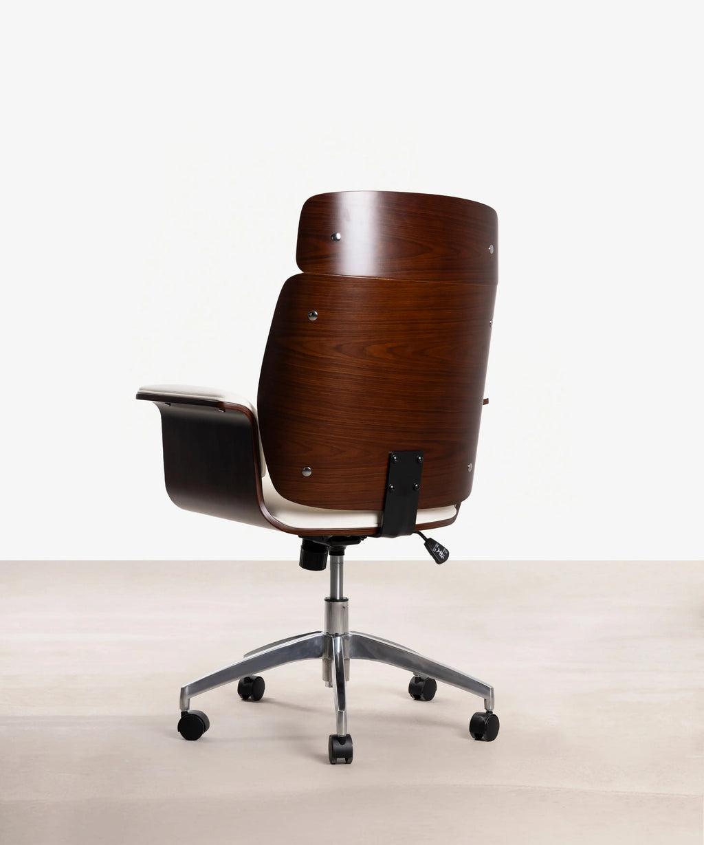 Chaise de bureau en similicuir et bois Shiro