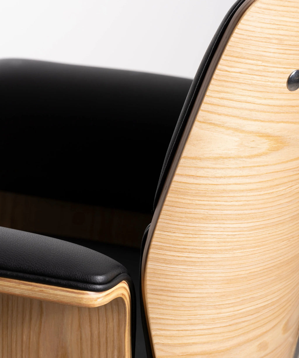 Chaise de bureau en similicuir et bois Shiro