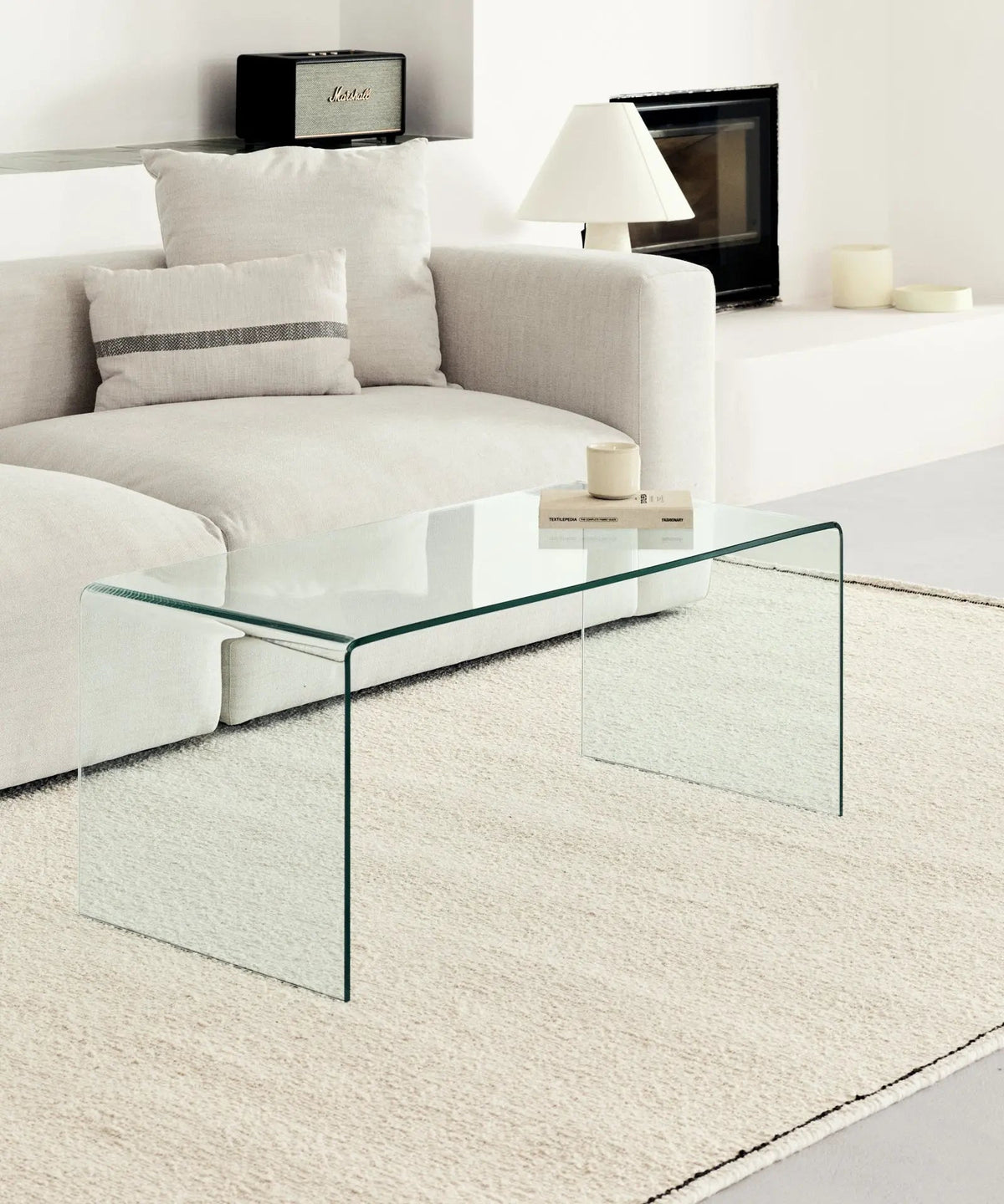Table basse rectangulaire Cheval en verre trempé (100 cm)