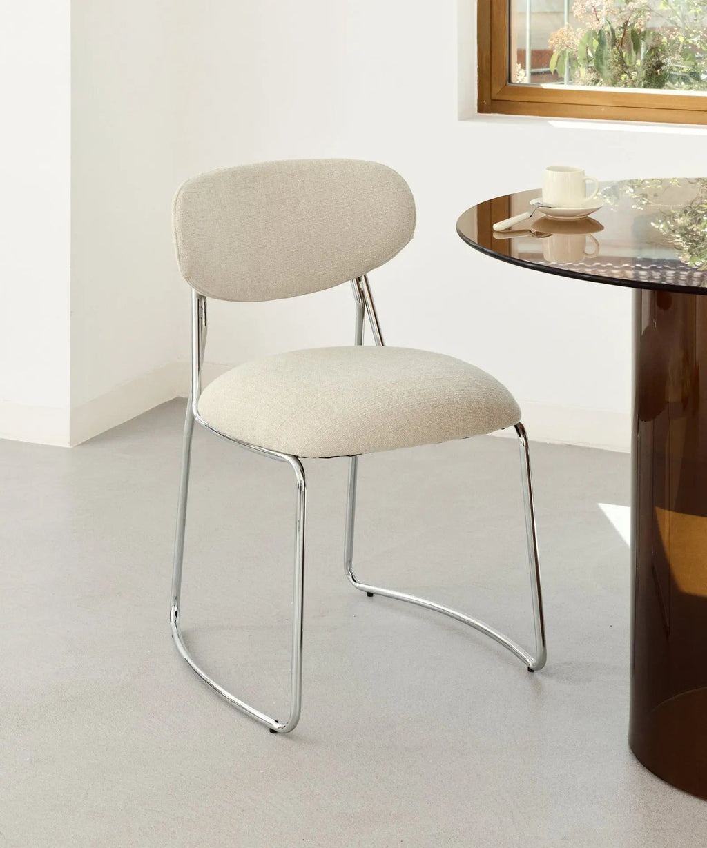Chaise de Salle à Manger en Tissu et Métal Moritz