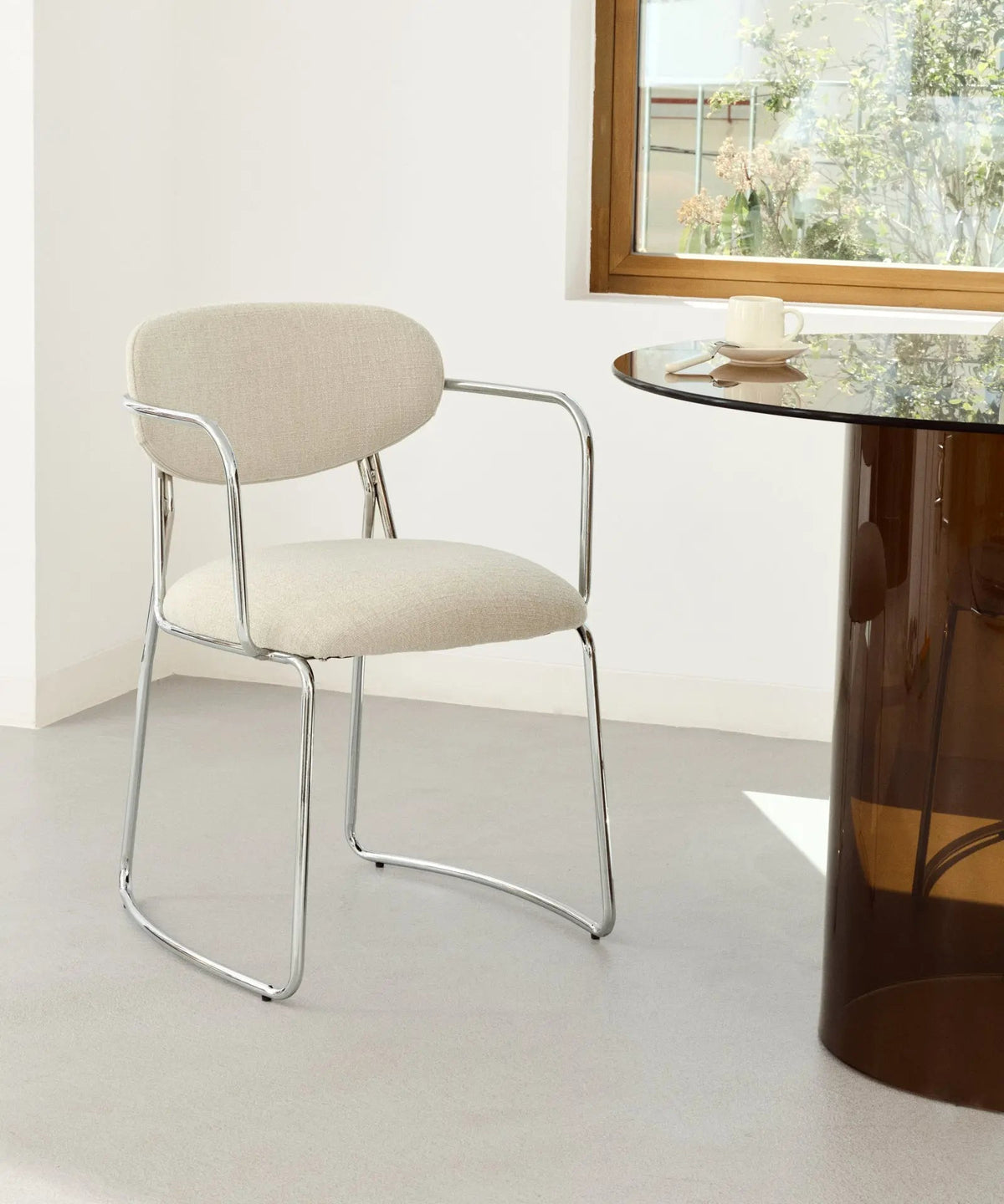 Chaise de Salle à Manger en Tissu et Métal avec Accoudoirs Moritz Arms