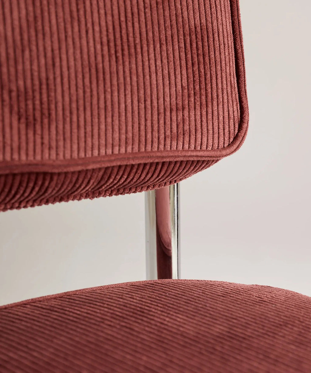 Chaise de salle à manger en tissu velours côtelé et métal Anela
