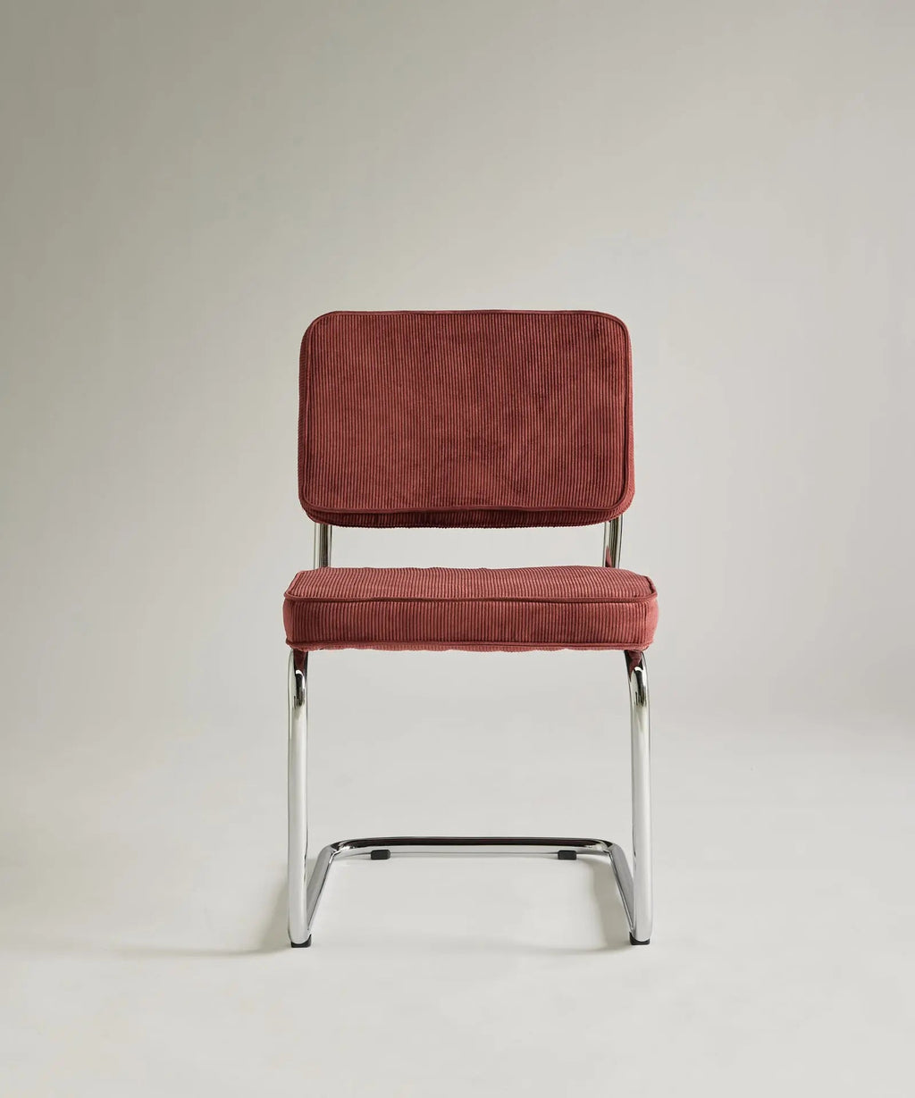 Chaise de salle à manger en tissu velours côtelé et métal Anela