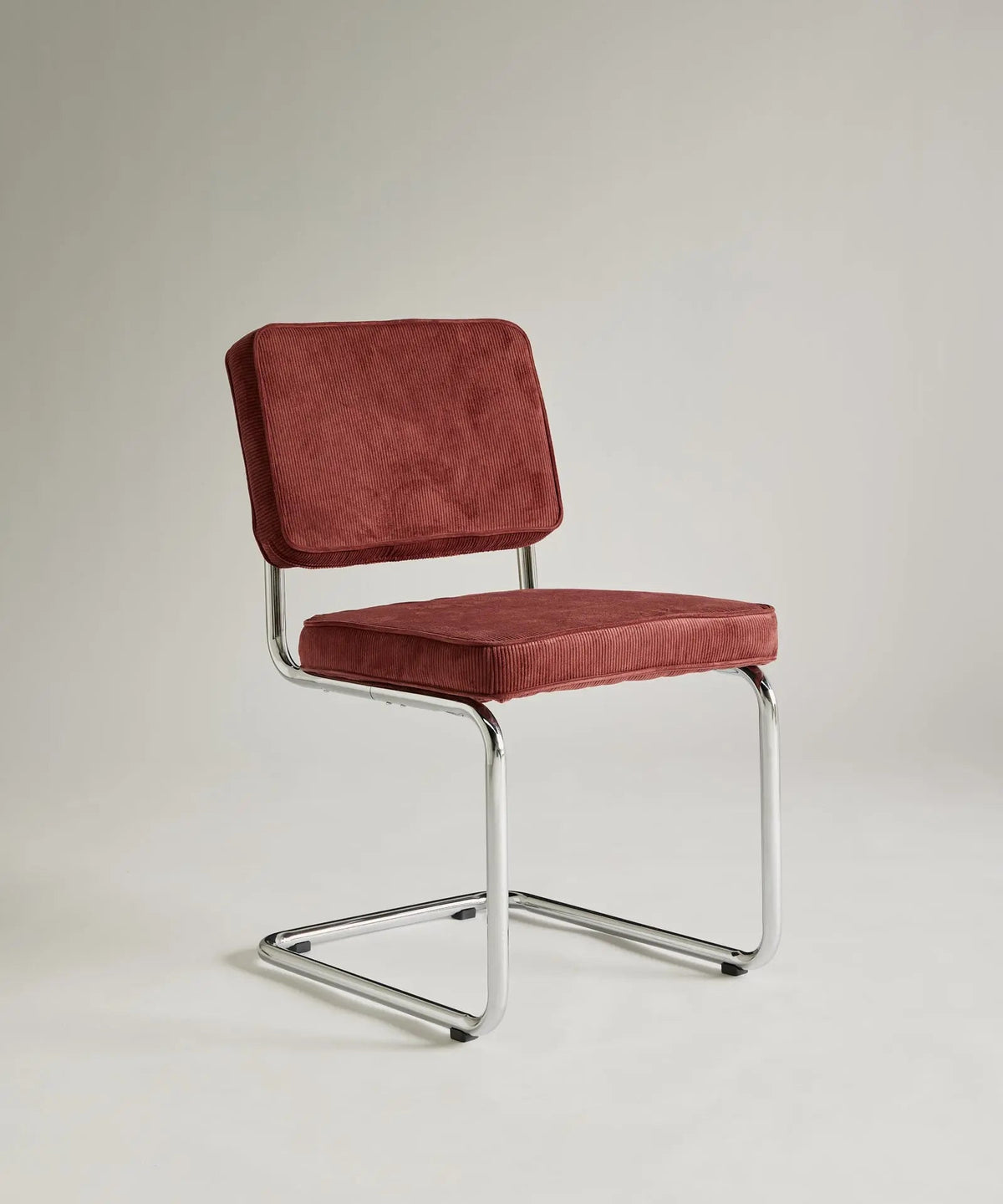 Chaise de salle à manger en tissu velours côtelé et métal Anela