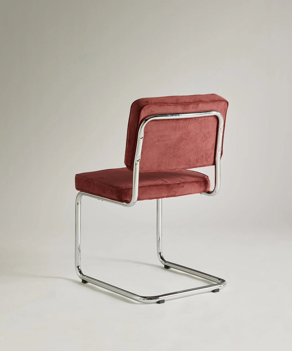 Chaise de salle à manger en tissu velours côtelé et métal Anela