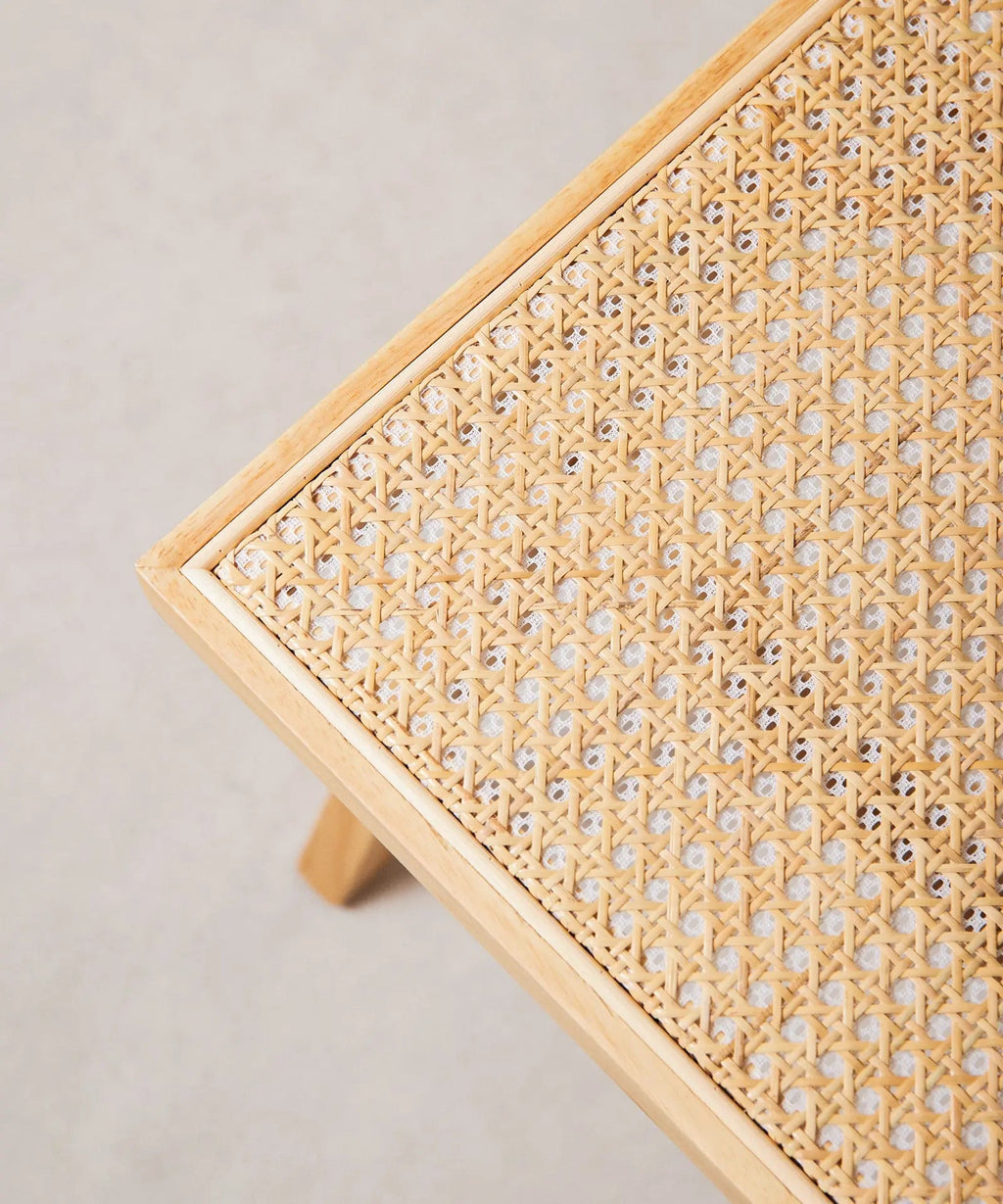 Chaise de salle à manger en bois et rotin Chiara