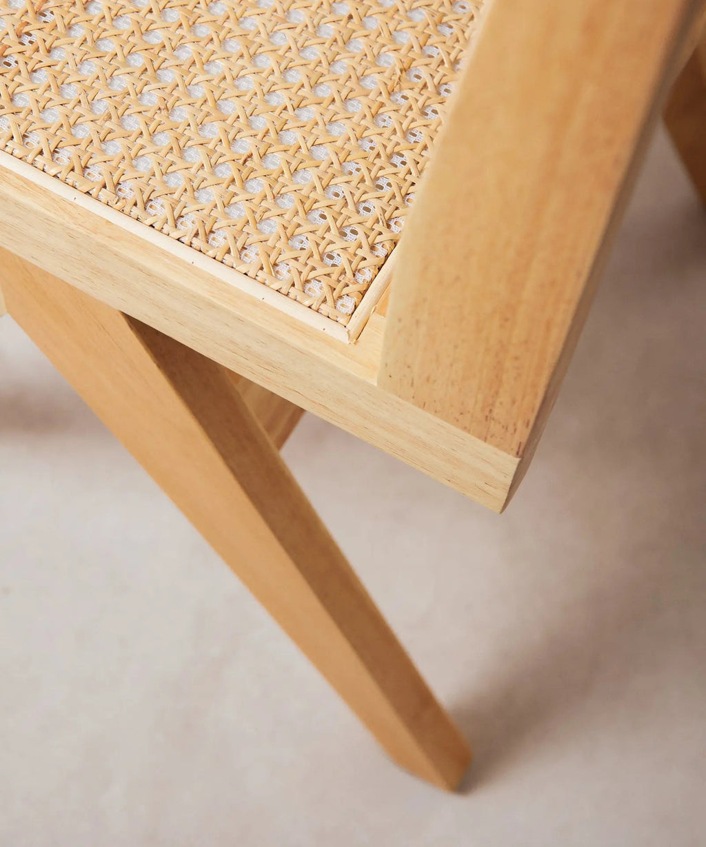 Chaise de salle à manger en bois et rotin Chiara