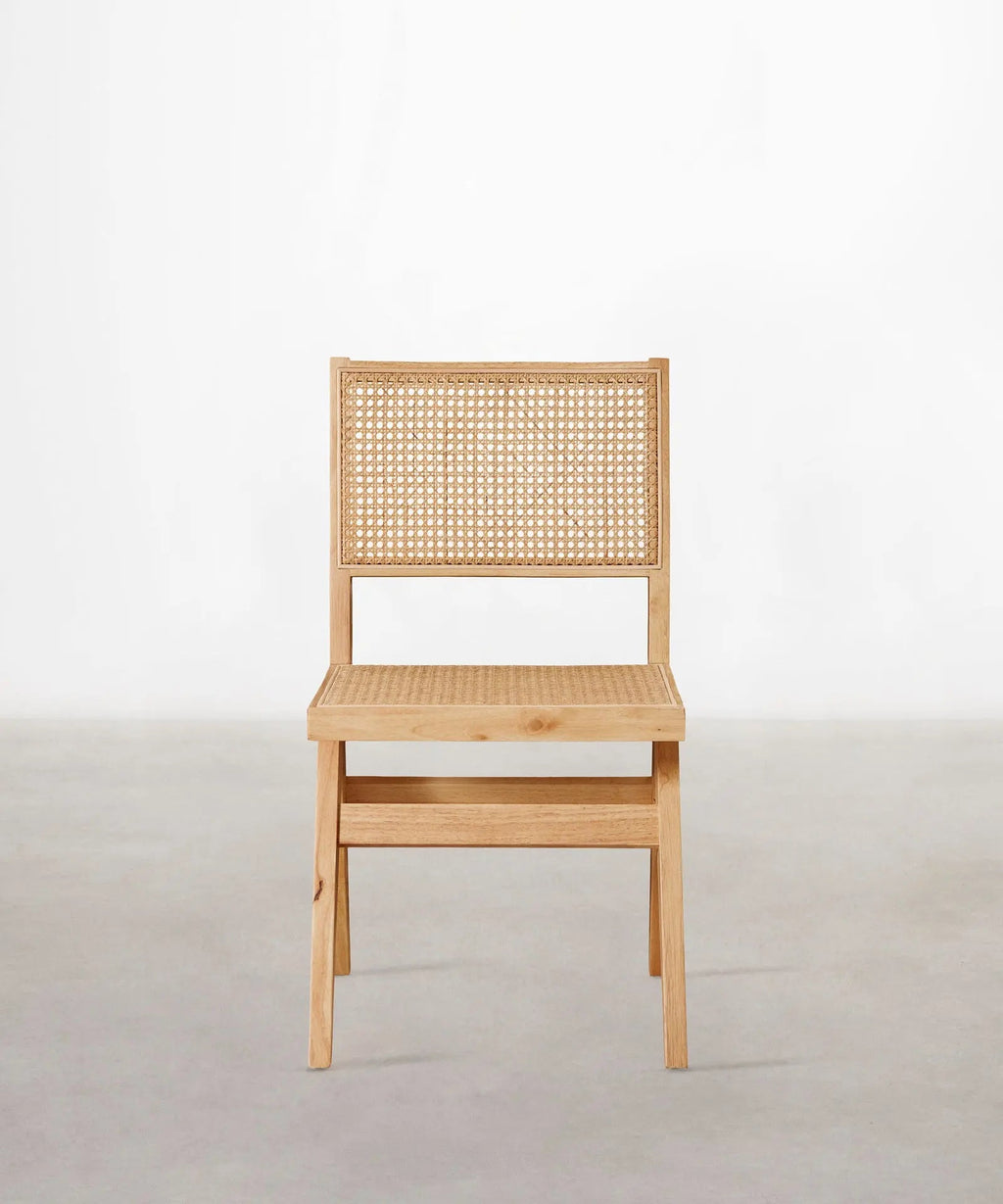 Chaise de salle à manger en bois et rotin Chiara