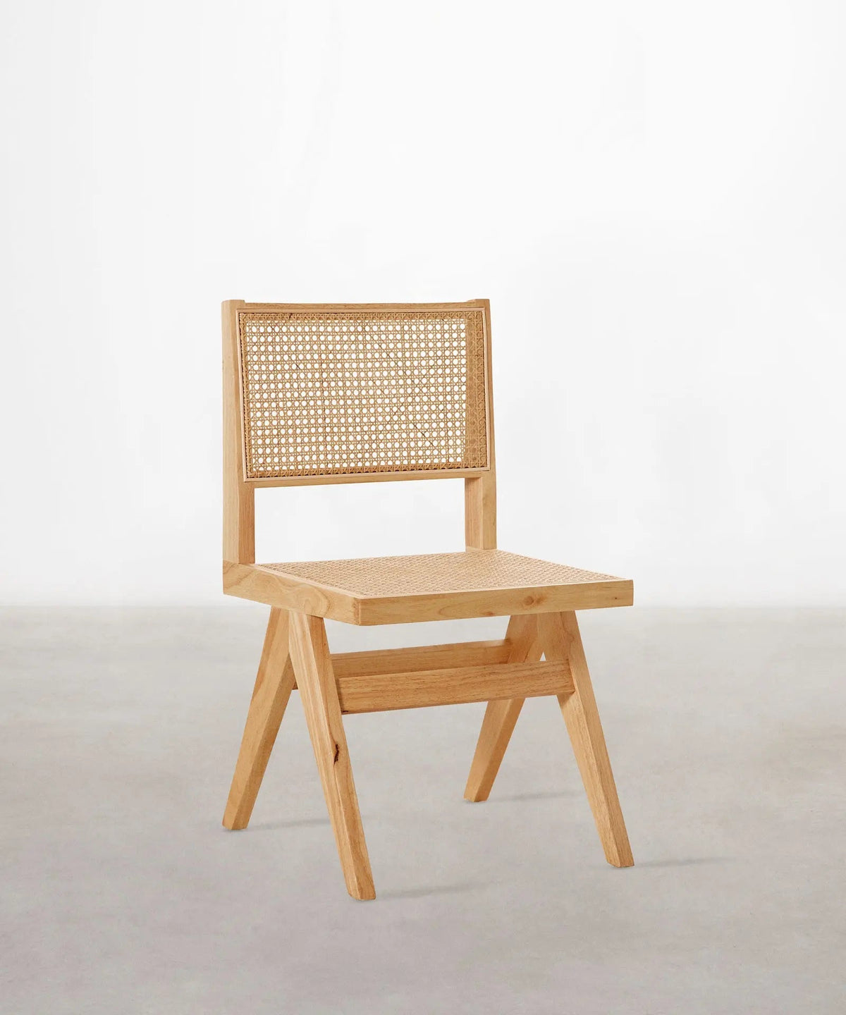 Chaise de salle à manger en bois et rotin Chiara