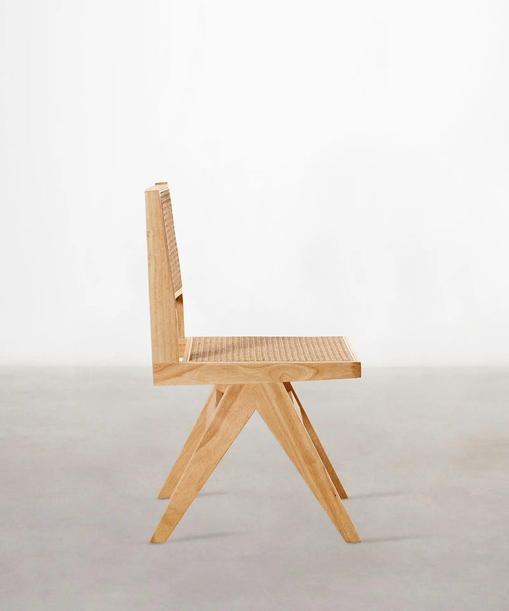 Chaise de salle à manger en bois et rotin Chiara