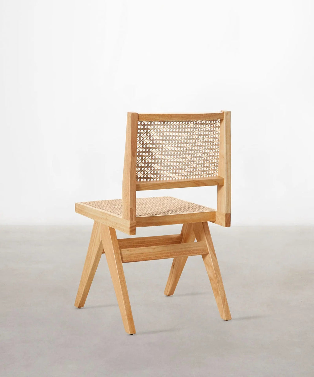 Chaise de salle à manger en bois et rotin Chiara