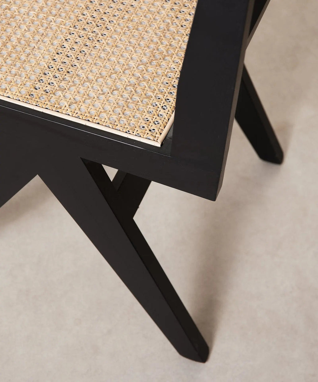 Chaise de salle à manger en bois et rotin Chiara