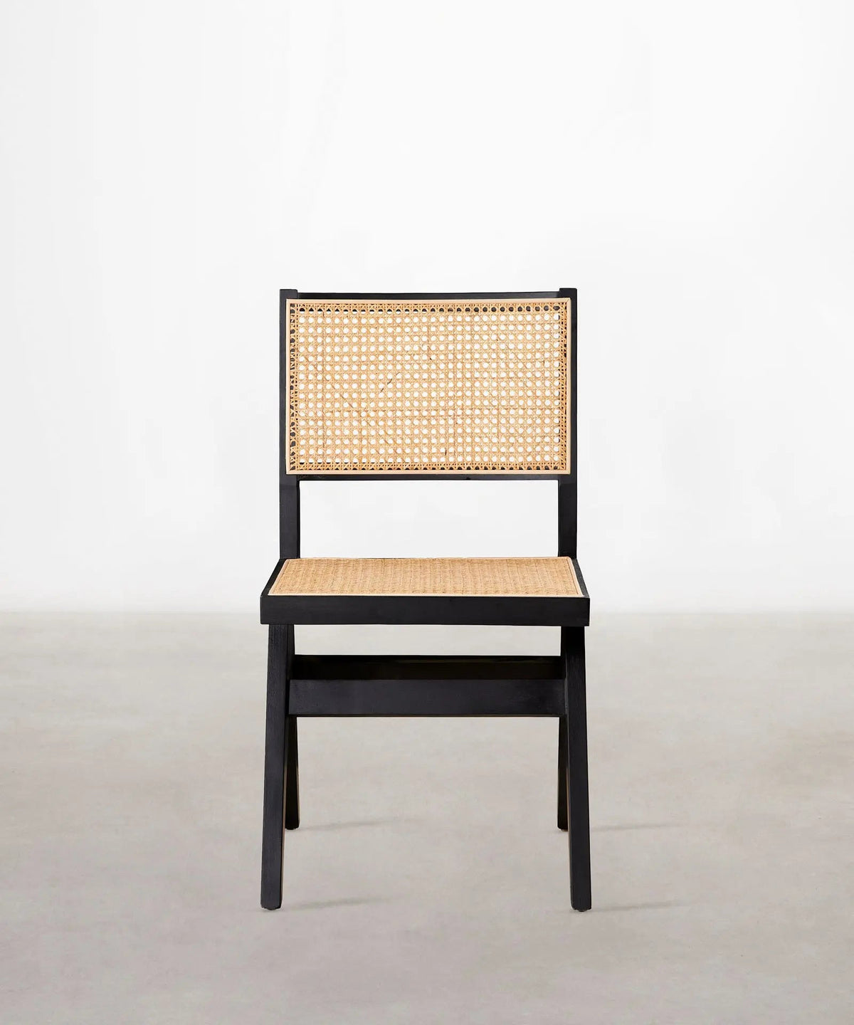 Chaise de salle à manger en bois et rotin Chiara