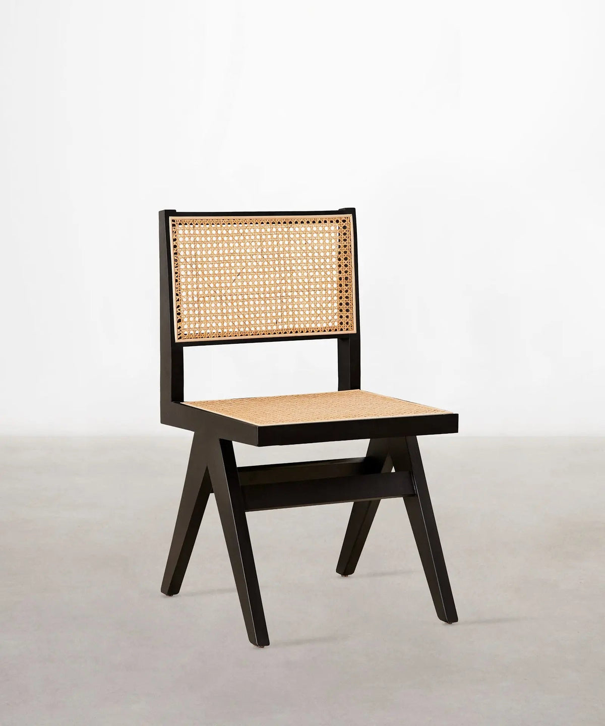 Chaise de salle à manger en bois et rotin Chiara