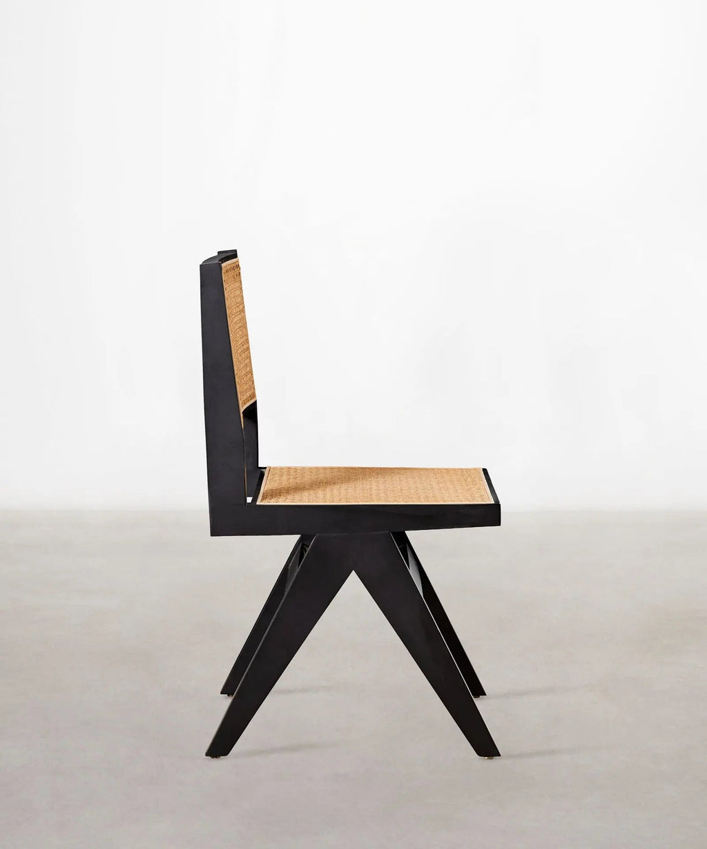 Chaise de salle à manger en bois et rotin Chiara