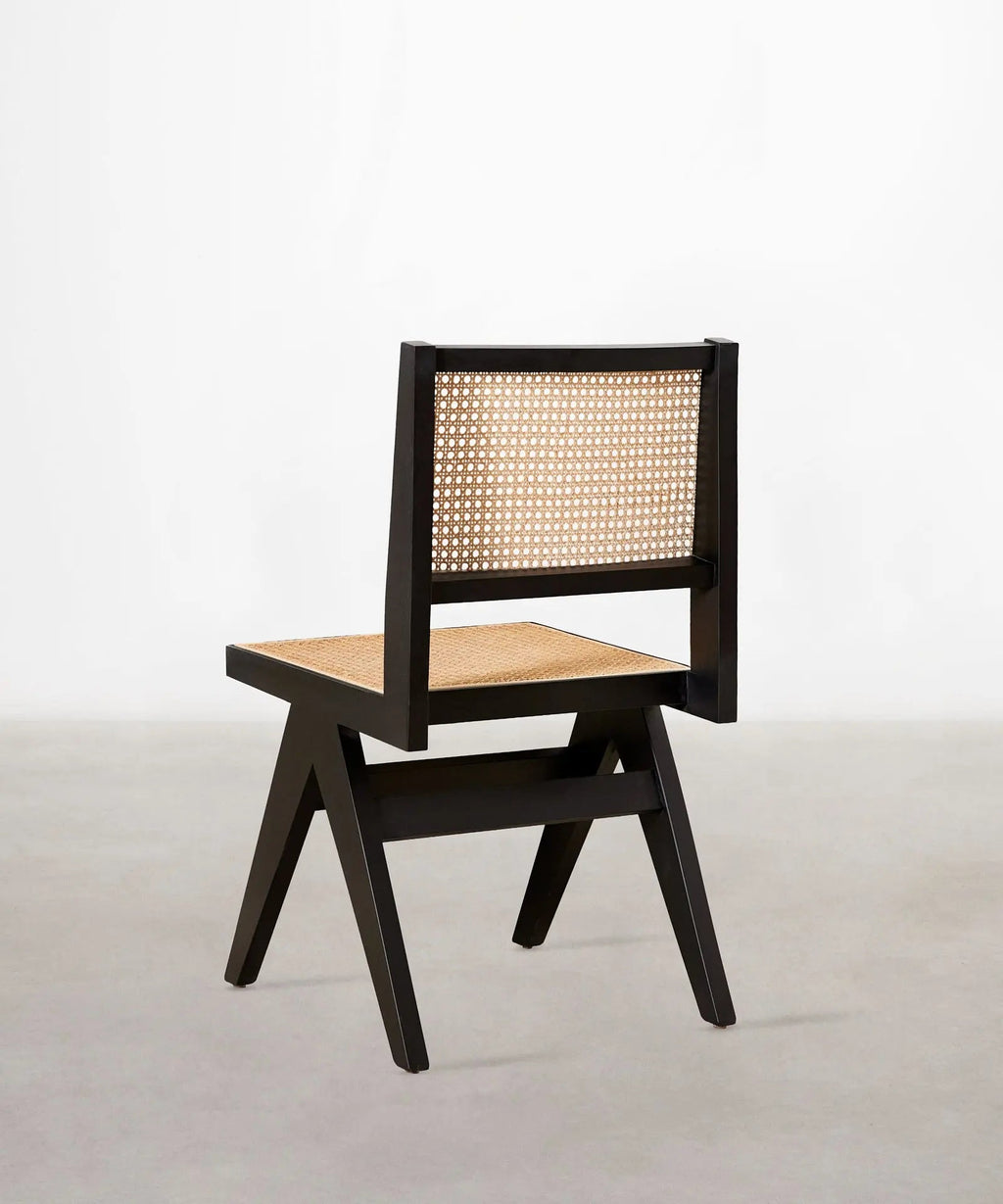 Chaise de salle à manger en bois et rotin Chiara