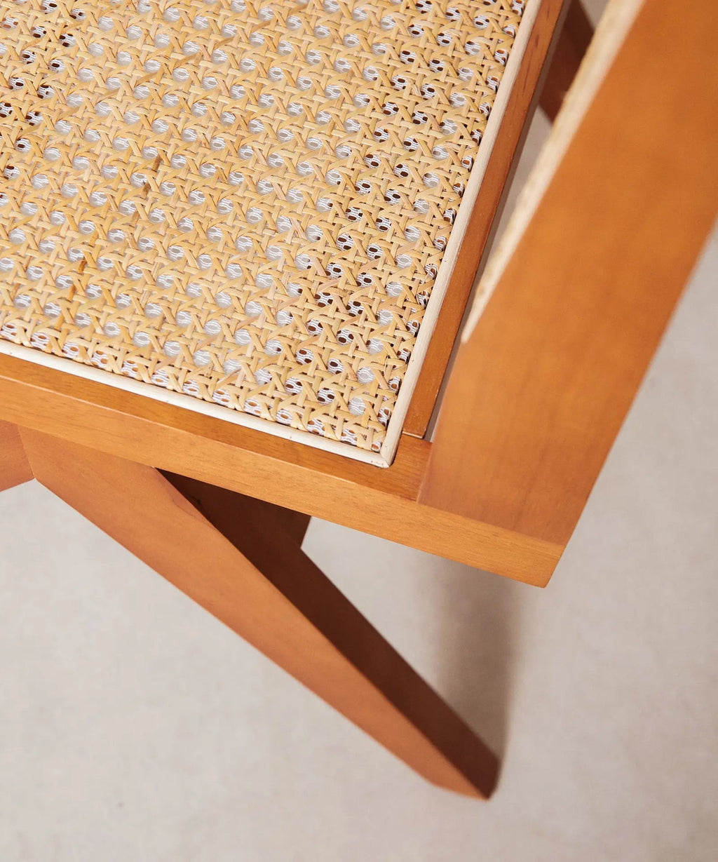 Chaise de salle à manger en bois et rotin Chiara