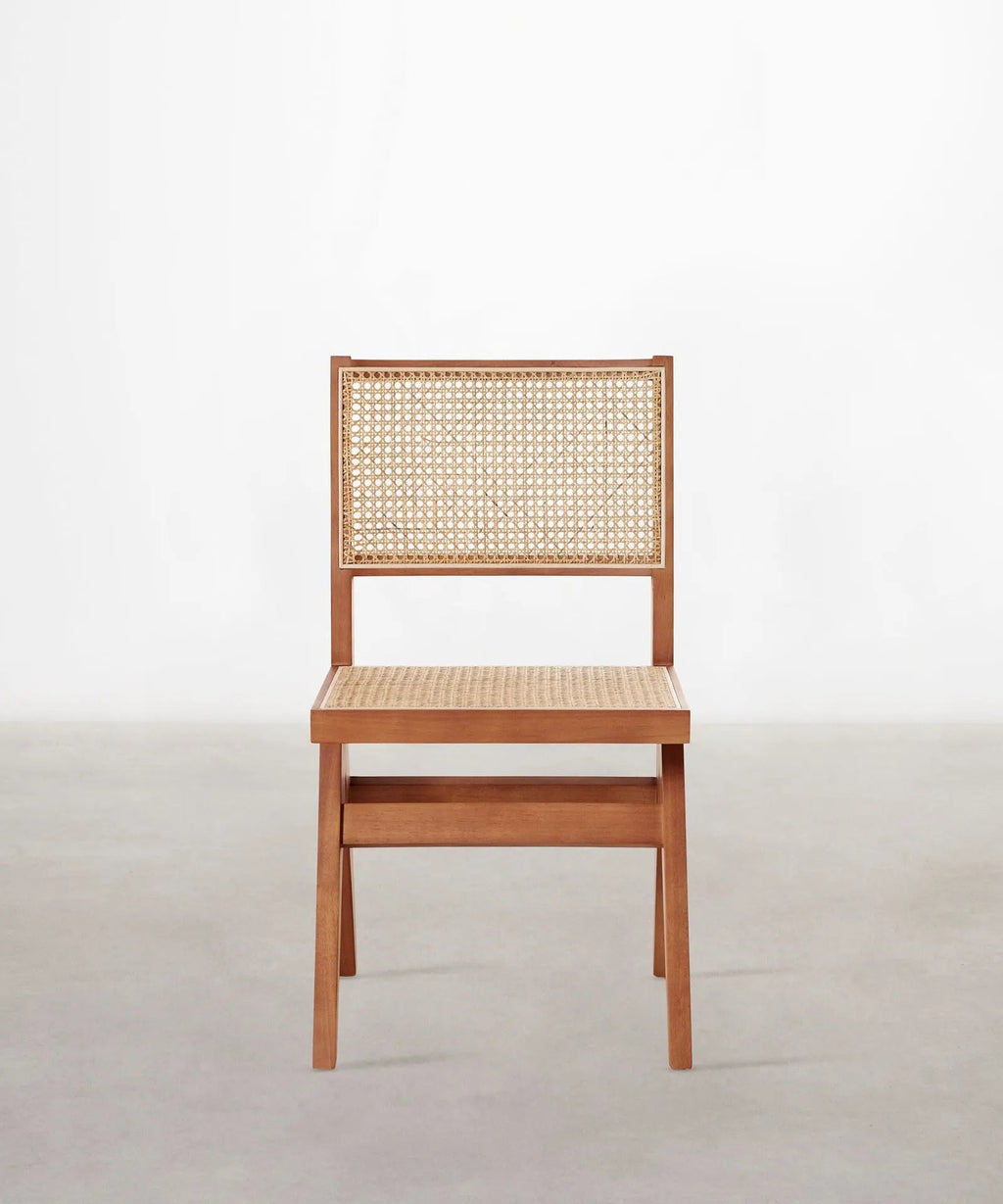 Chaise de salle à manger en bois et rotin Chiara