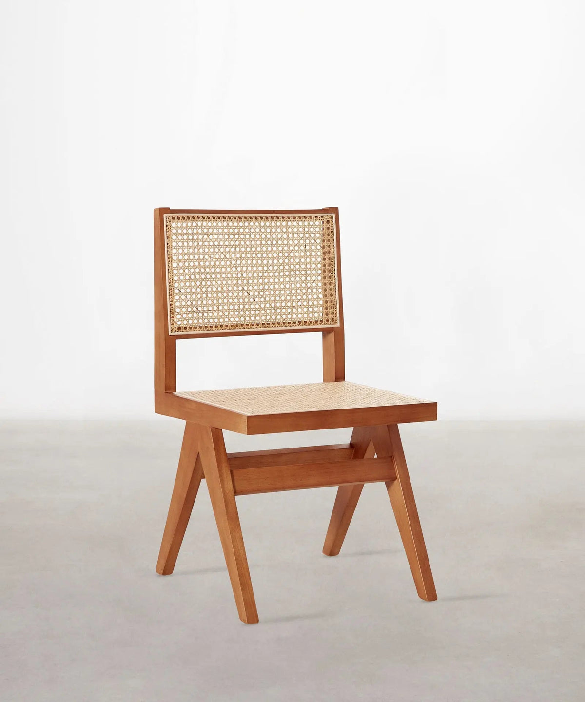 Chaise de salle à manger en bois et rotin Chiara