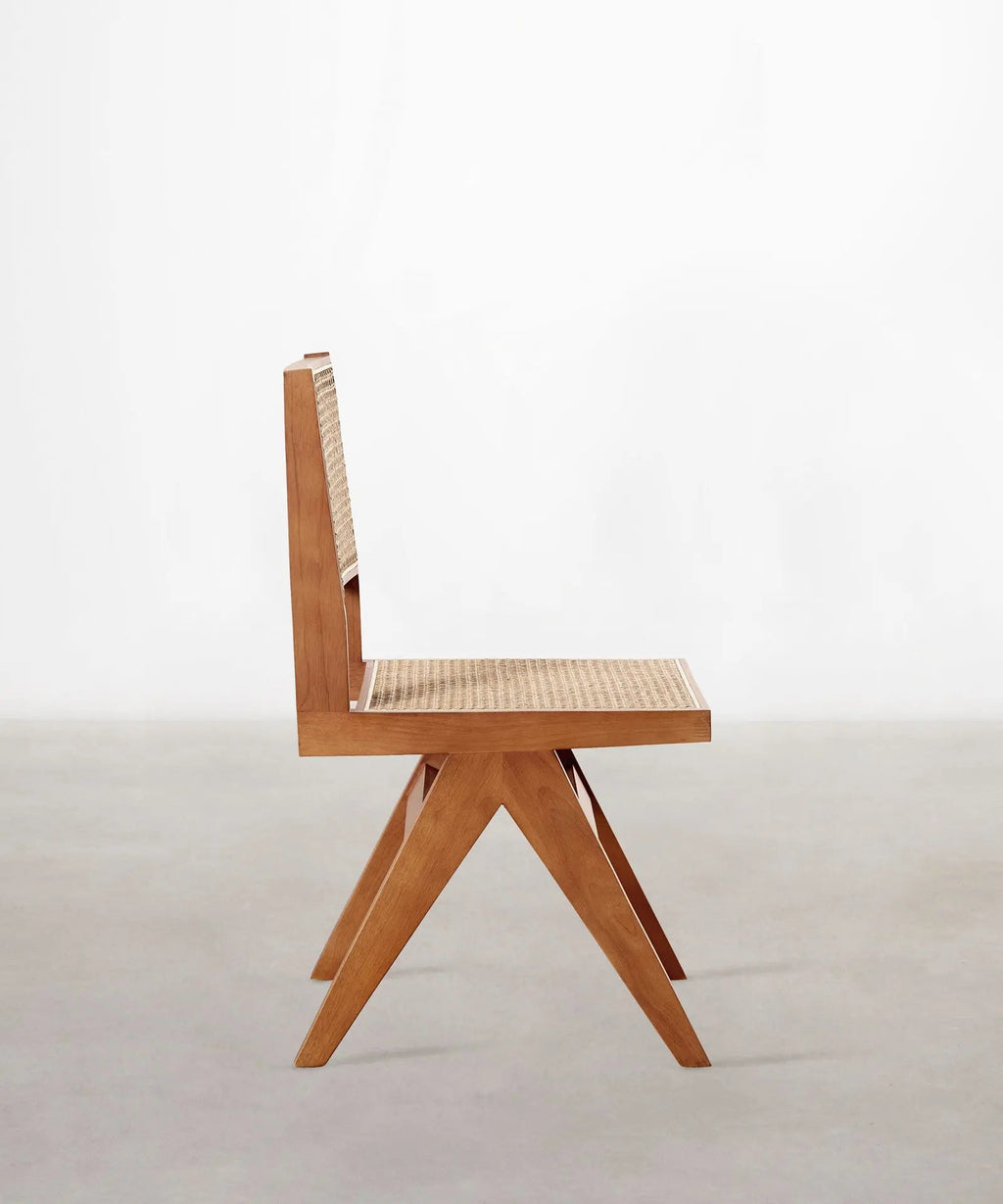 Chaise de salle à manger en bois et rotin Chiara