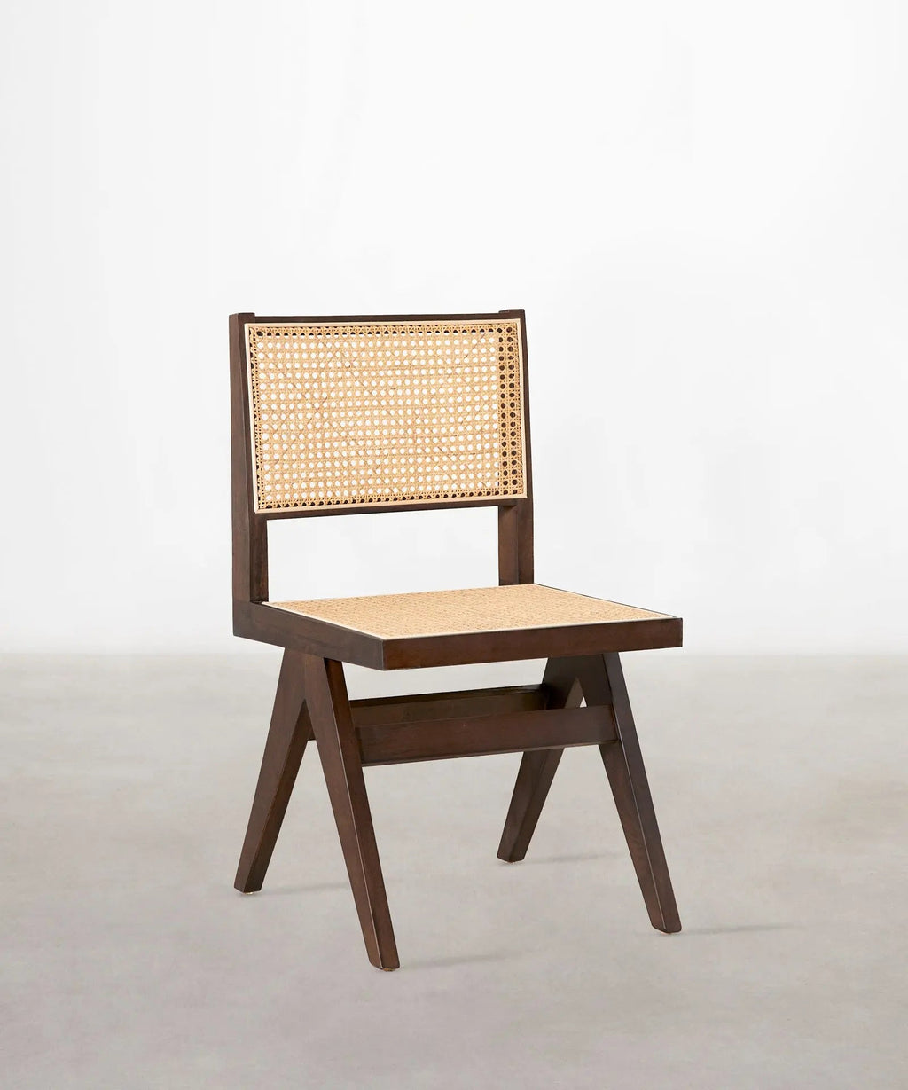 Chaise de salle à manger en bois et rotin Chiara