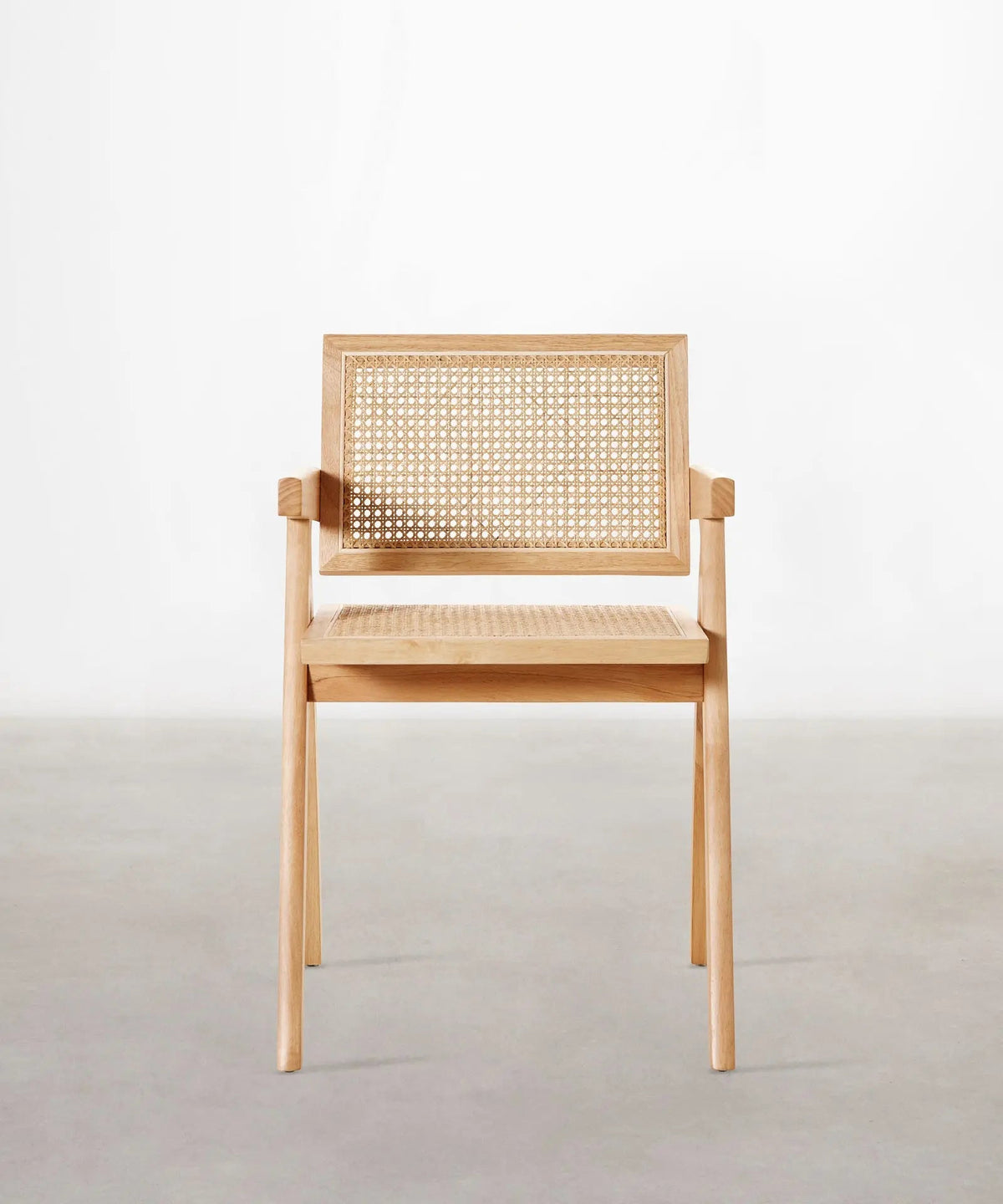 Chaise de salle à manger en bois et rotin avec accoudoirs Chiara Arms