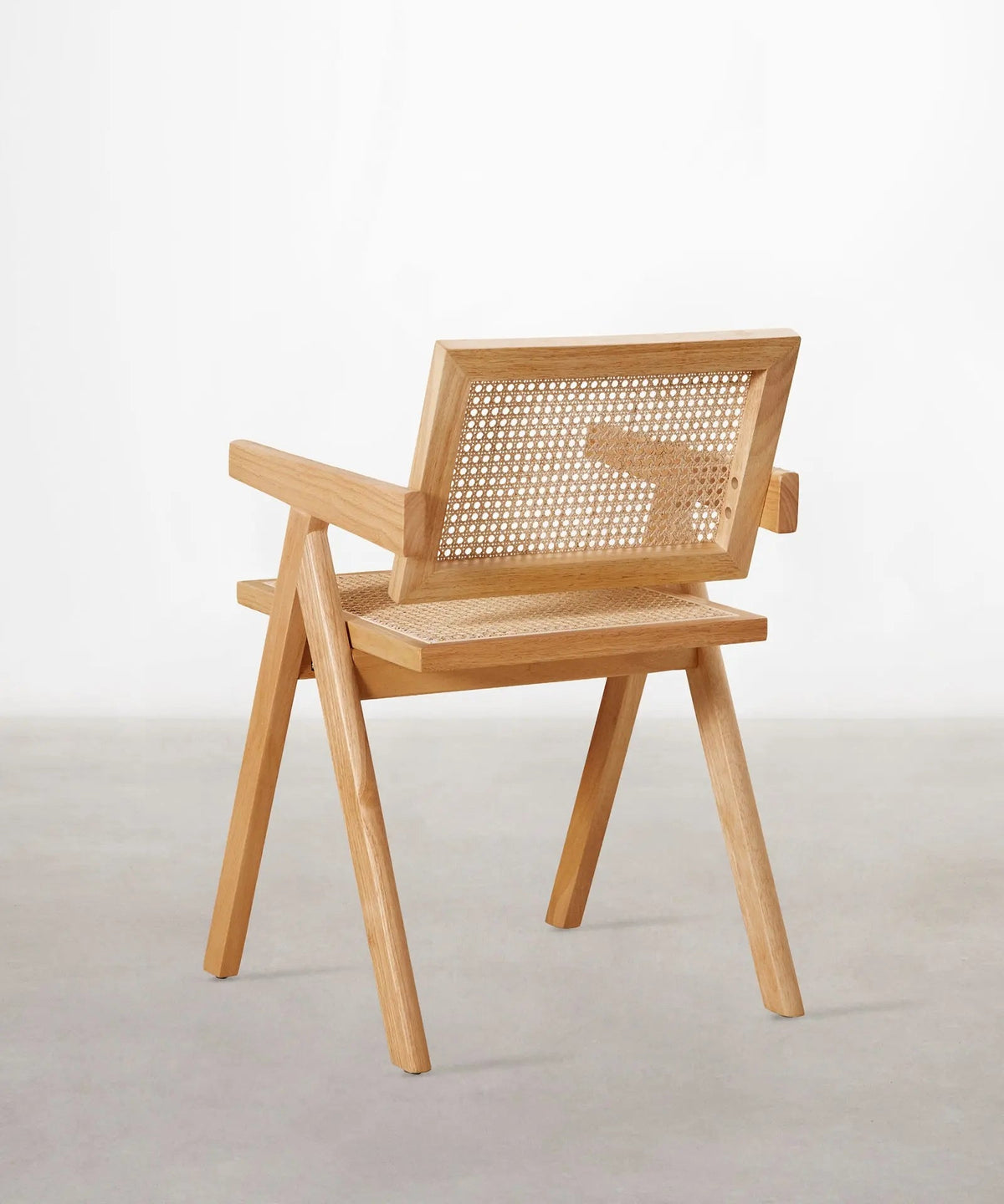 Chaise de salle à manger en bois et rotin avec accoudoirs Chiara Arms