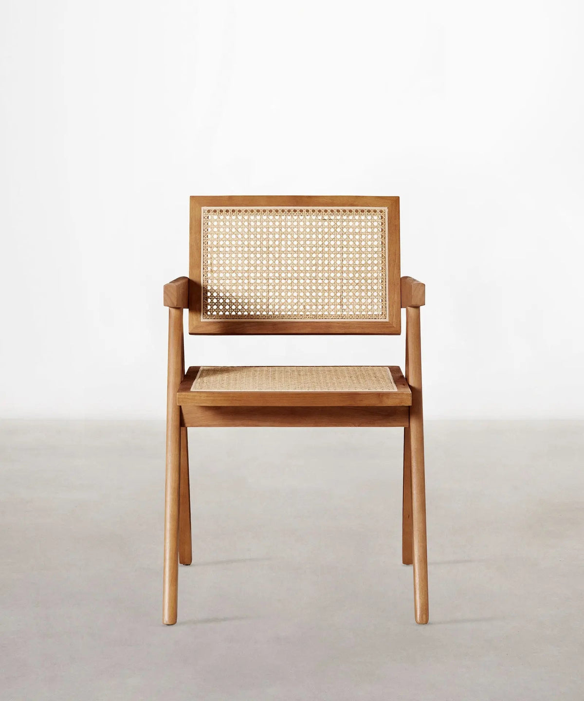 Chaise de salle à manger en bois et rotin avec accoudoirs Chiara Arms