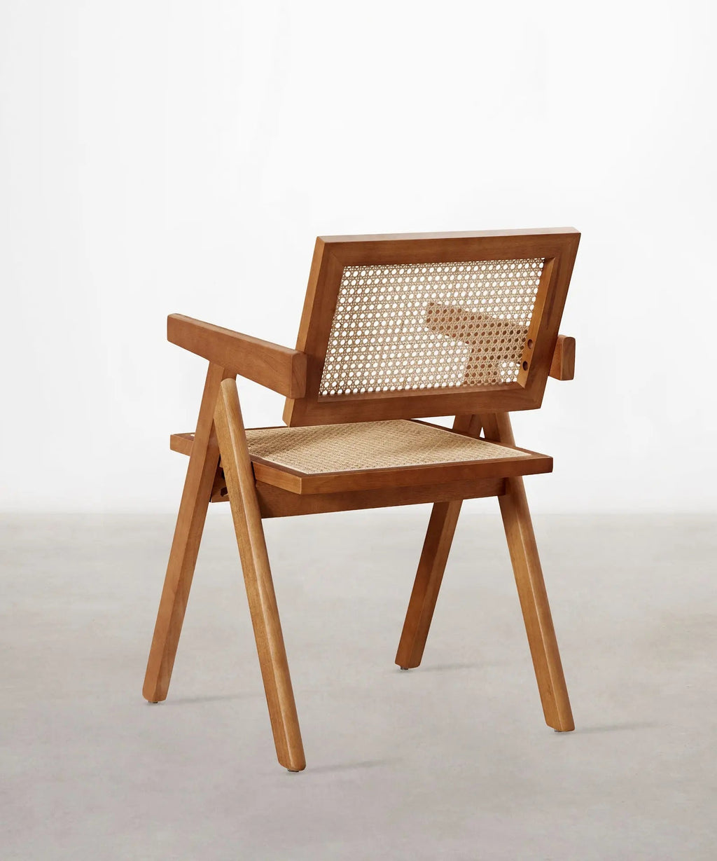 Chaise de salle à manger en bois et rotin avec accoudoirs Chiara Arms