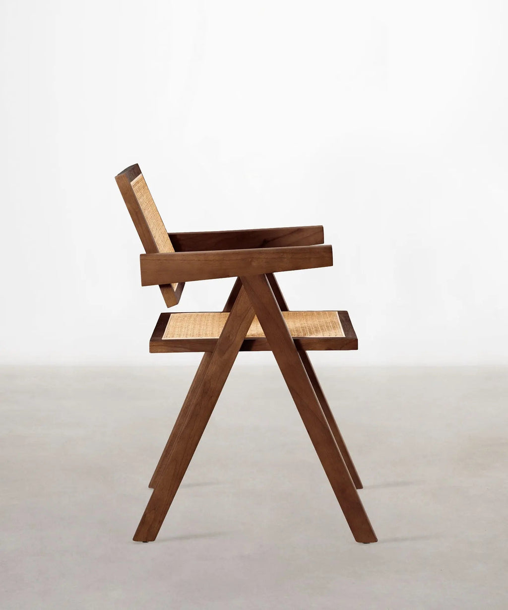 Chaise de salle à manger en bois et rotin avec accoudoirs Chiara Arms