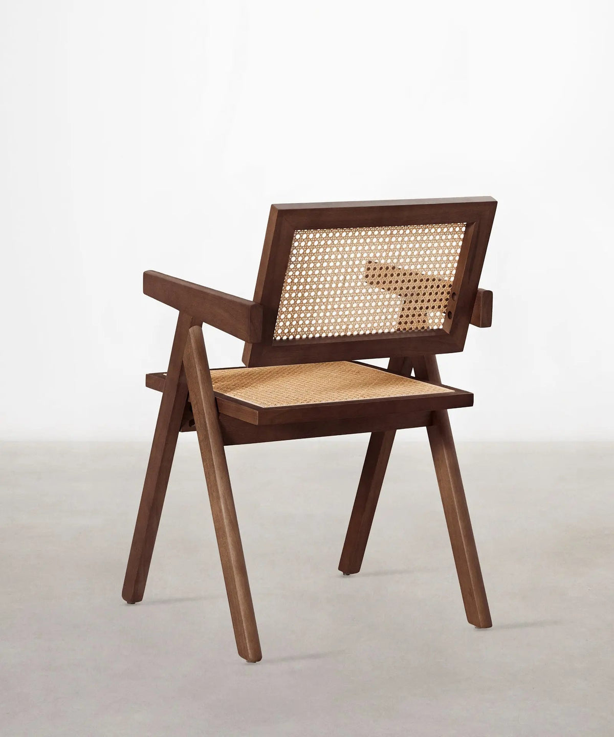 Chaise de salle à manger en bois et rotin avec accoudoirs Chiara Arms