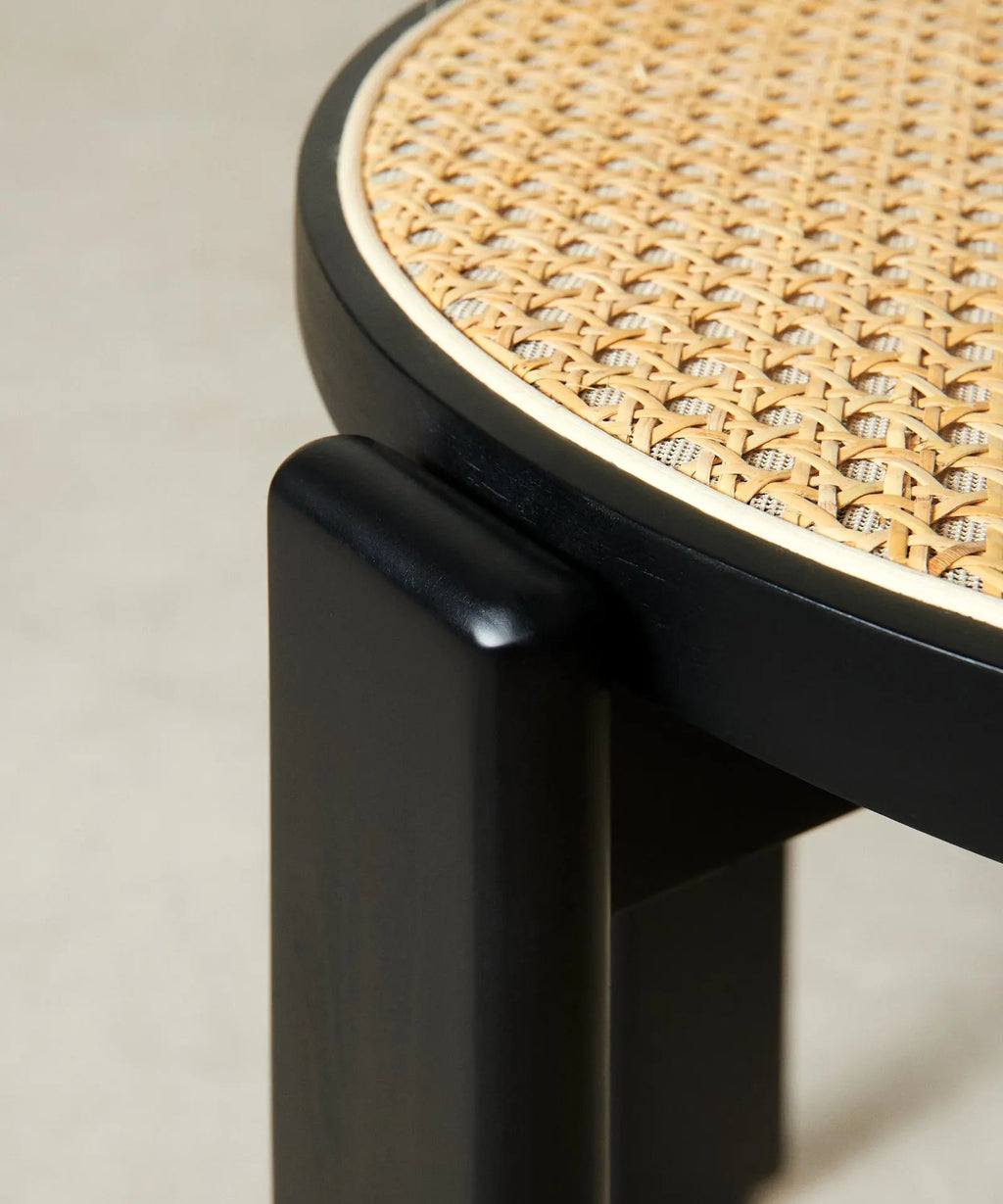 Chaise de salle à manger en bois et rotin Delia