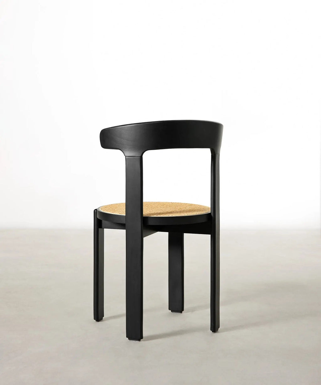 Chaise de salle à manger en bois et rotin Delia