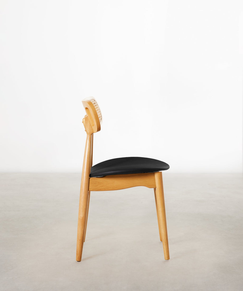 Chaise de salle à manger en bois rembourrée Flora
