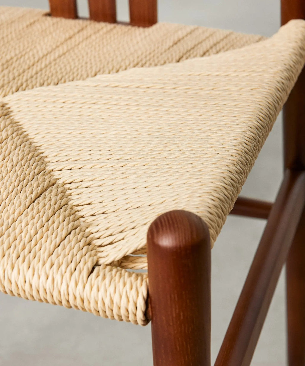 Chaise de salle à manger en bois et corde tressée Leena