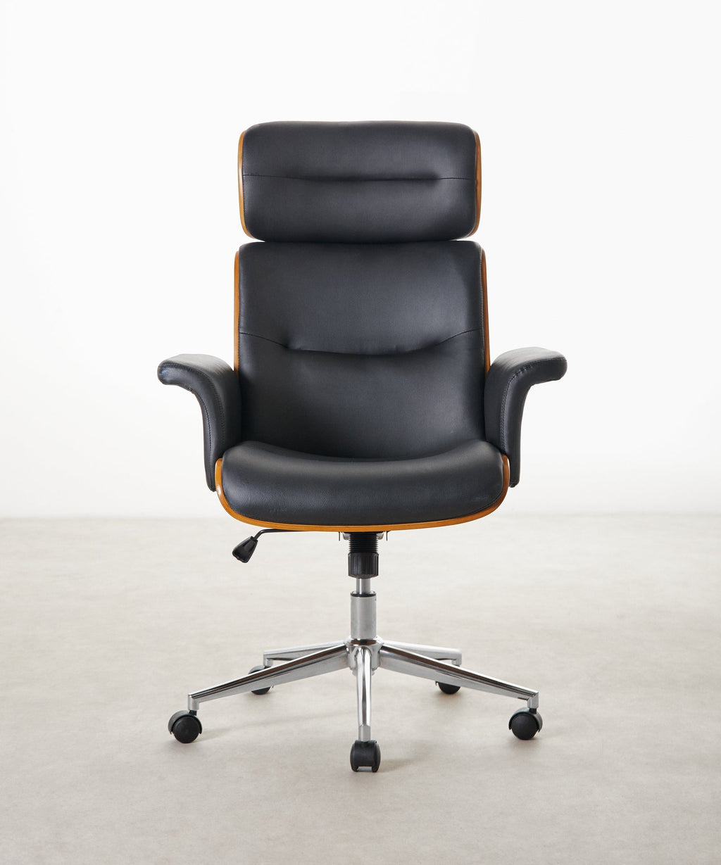 Chaise de bureau en similicuir et bois Baltic
