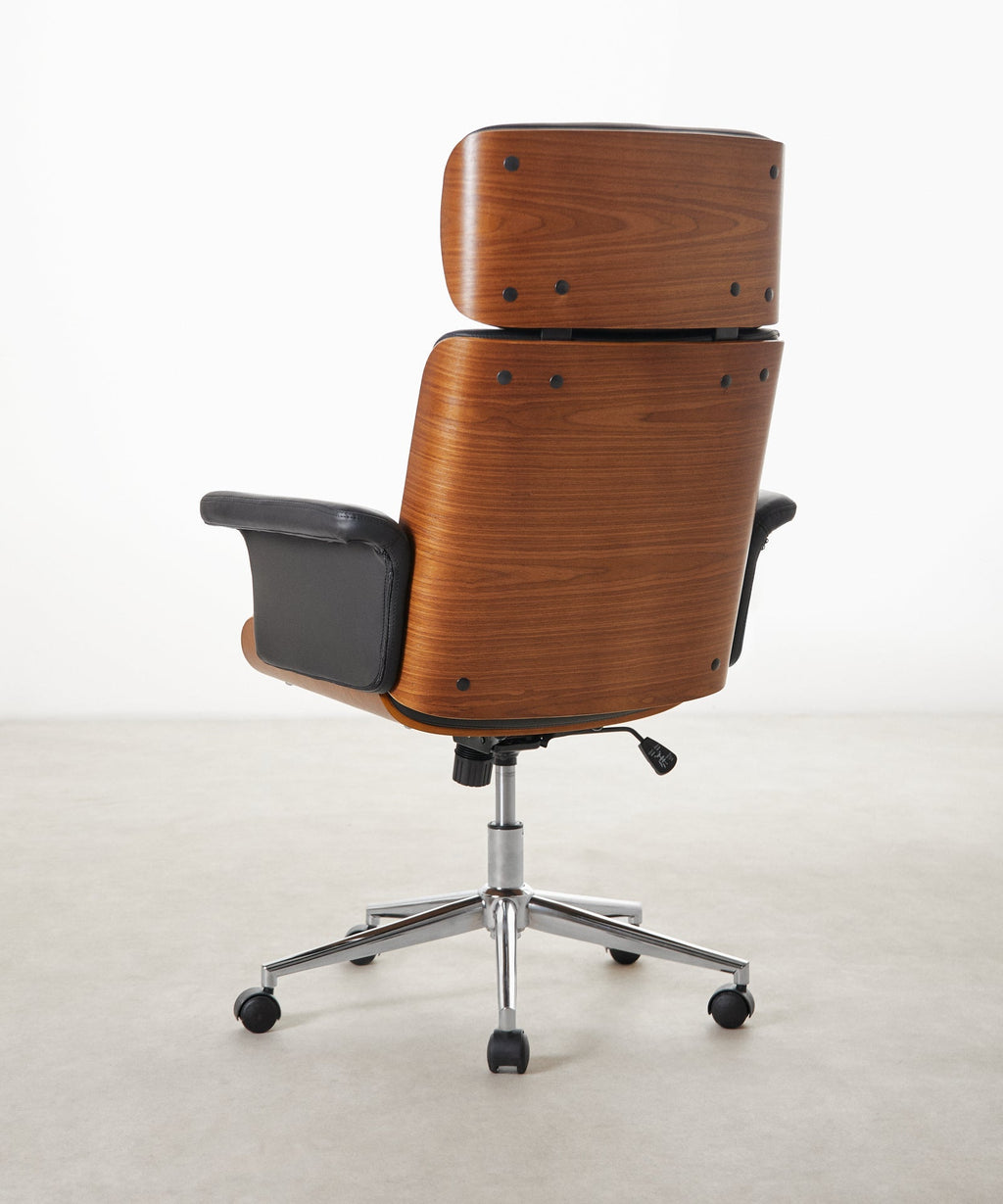 Chaise de bureau en similicuir et bois Baltic
