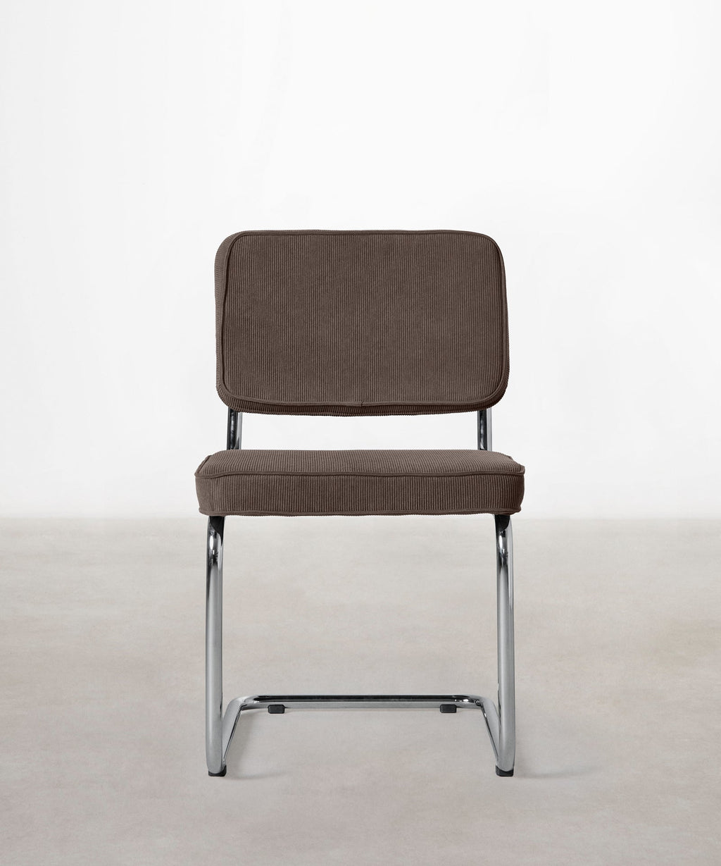 Chaise de salle à manger en tissu velours côtelé et métal Anela