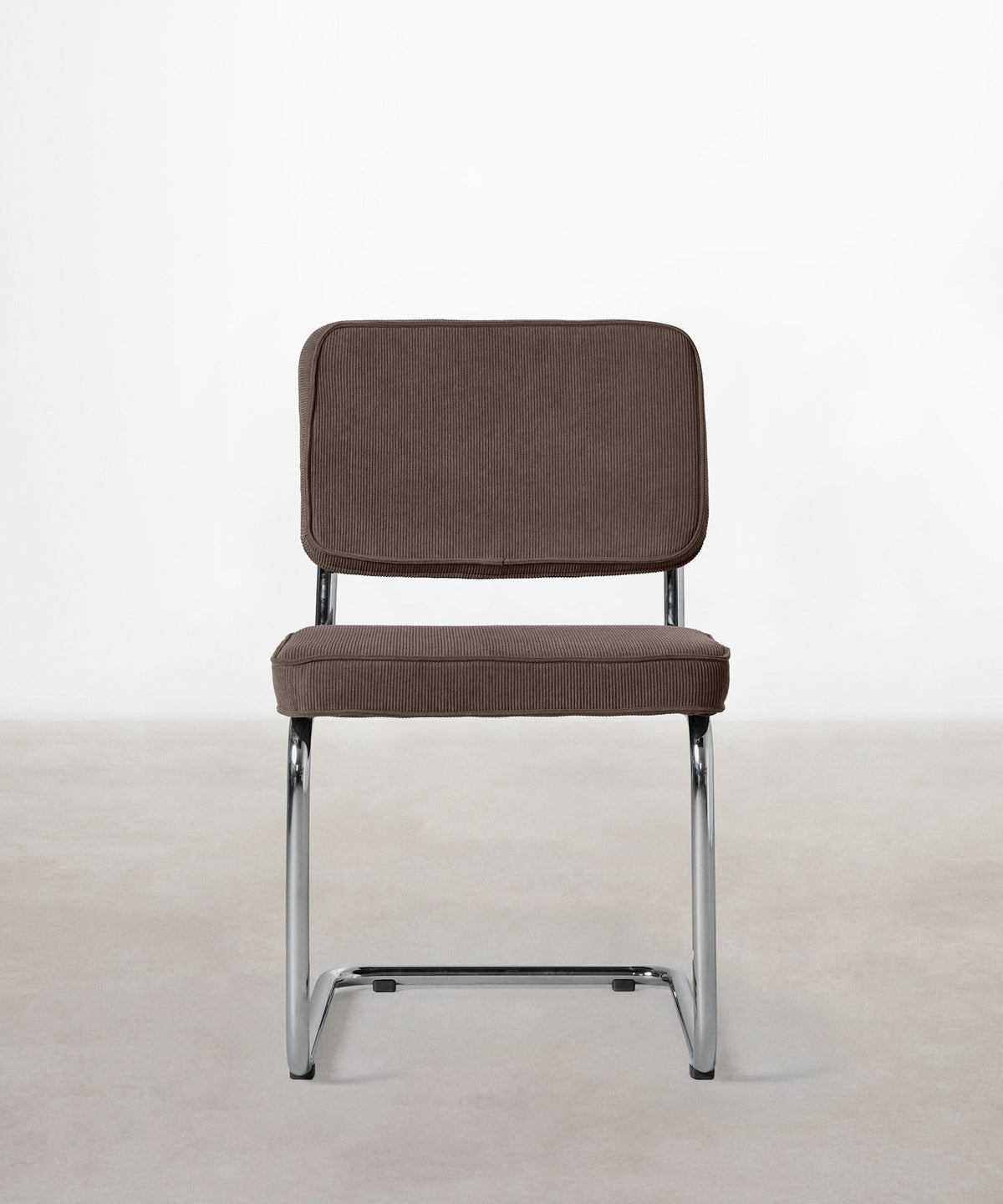Chaise de salle à manger en tissu velours côtelé et métal Anela