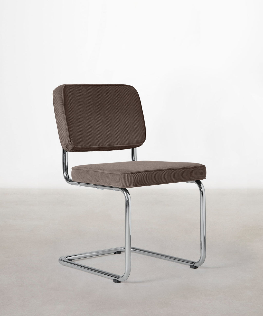 Chaise de salle à manger en tissu velours côtelé et métal Anela