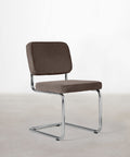Chaise de salle à manger en tissu velours côtelé et métal Anela
